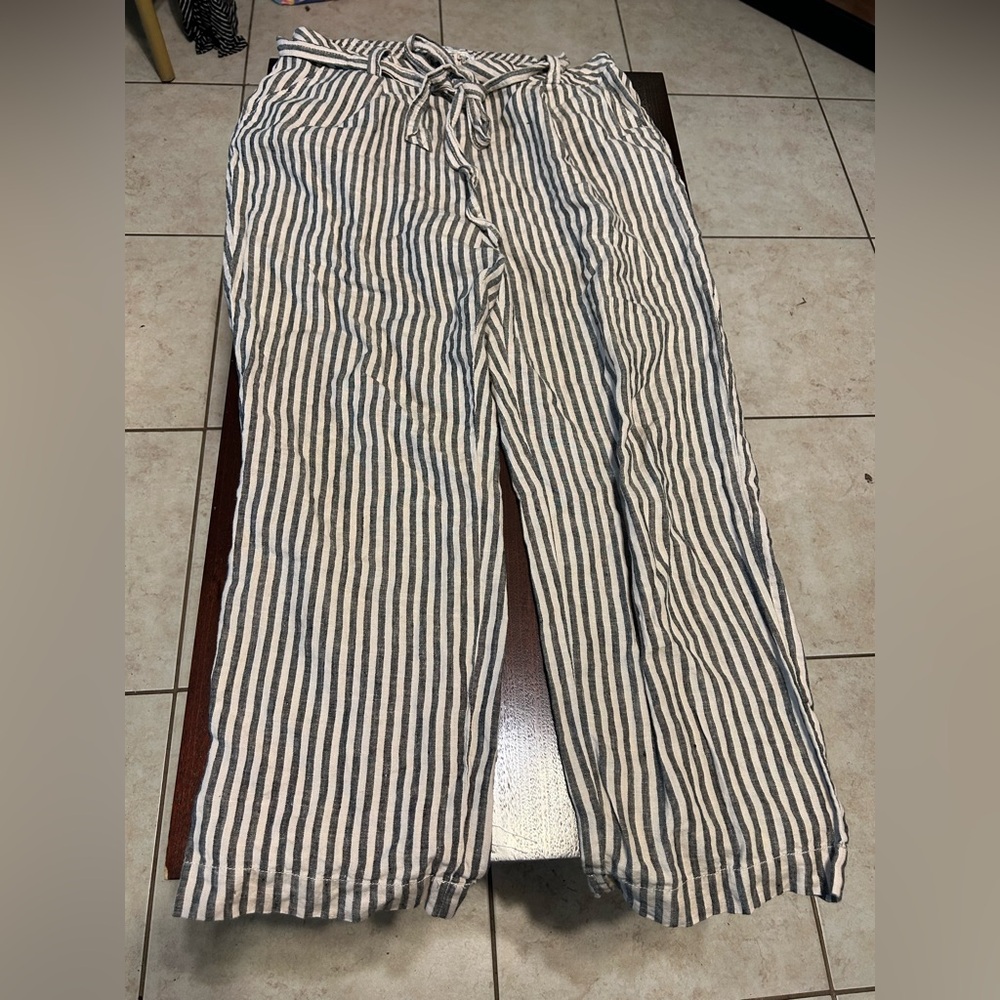 Trina Turk Navy and White Striped Joggers